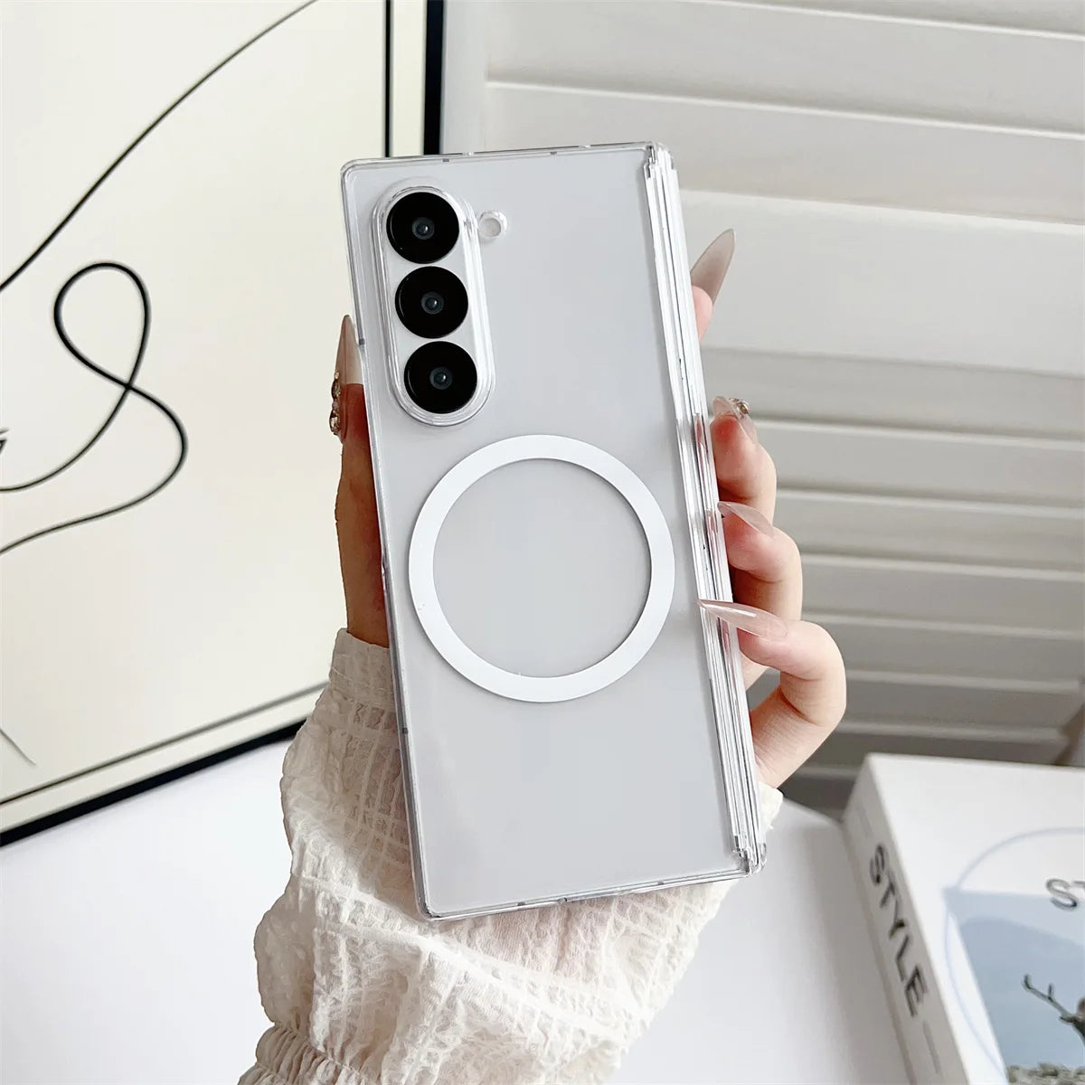 Magnetic Frosted Case for Samsung Galaxy Z Fold 7/6/5/4 with Wireless Charging & Hinge Protection