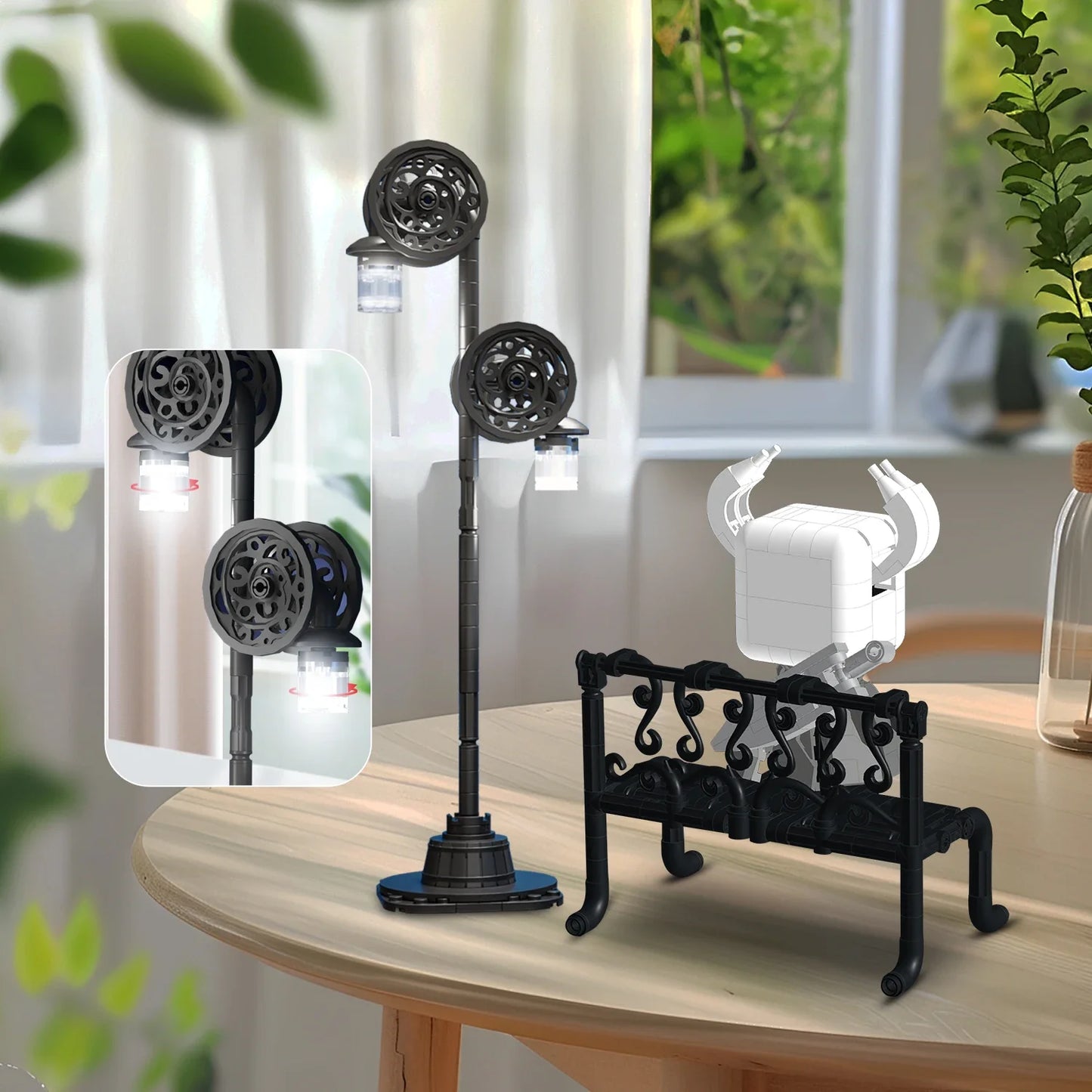 370PCS Hollow Knight Building Blocks Set – Ghost Model with Street Lighting, DIY Educational Toy for Kids