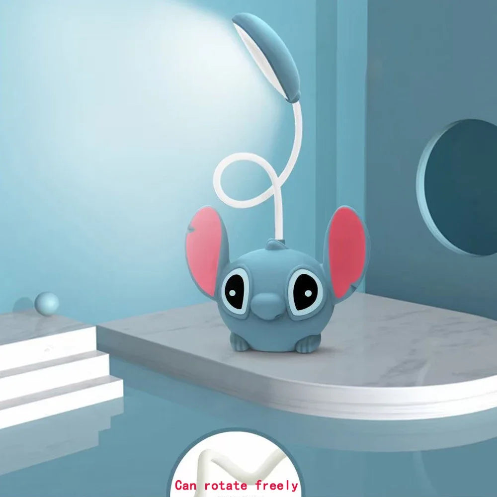 LED Lilo & Stitch Desk Lamp with Pencil Sharpener – Foldable USB Rechargeable Light, Cute Small Book Lamp, Perfect Gift