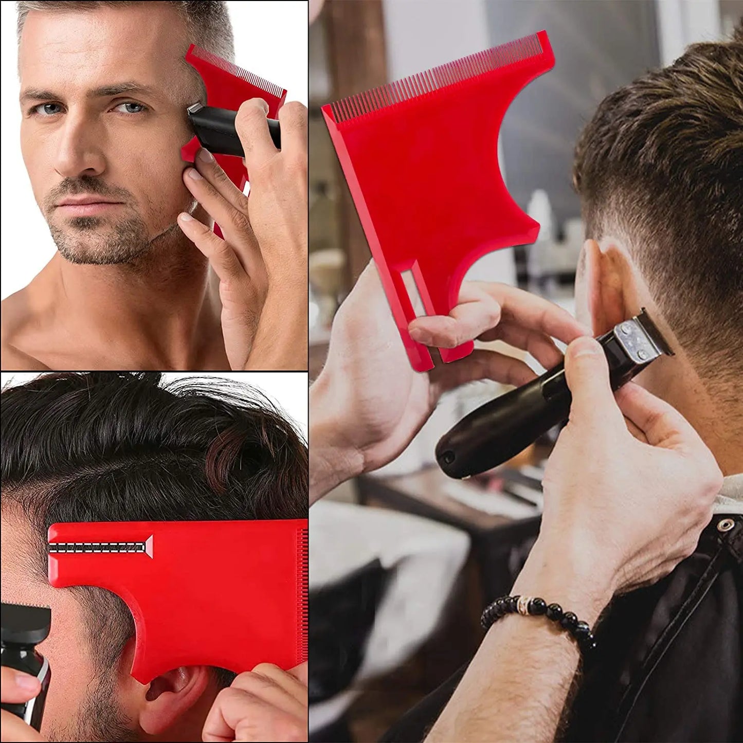 Haircut & Beard Grooming Kit – Neckline, Goatee & Hairline Shaping Template for Men, Barber Hair Cutting Tool
