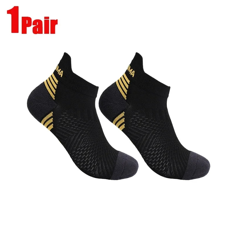 Breathable Compression Ankle Socks for Men & Women – Low Cut Athletic Running, Fitness & Marathon Performance Socks (1–3 Pairs)