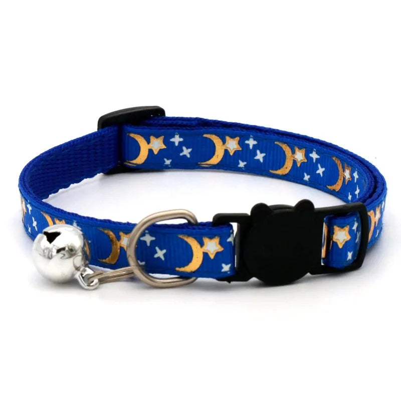 Pet Collar with Bell – Adjustable Cartoon Footprint Necklace for Dogs, Puppies & Kittens, Colorful Safety Bell Accessory