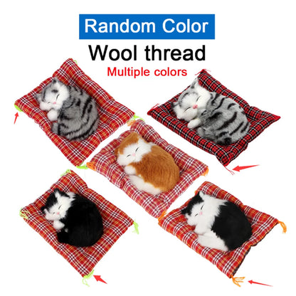Cute Sleeping Kitten Plush Toy - Soft Cat Doll for Home Decor, Car Dashboard and Interior Ornaments