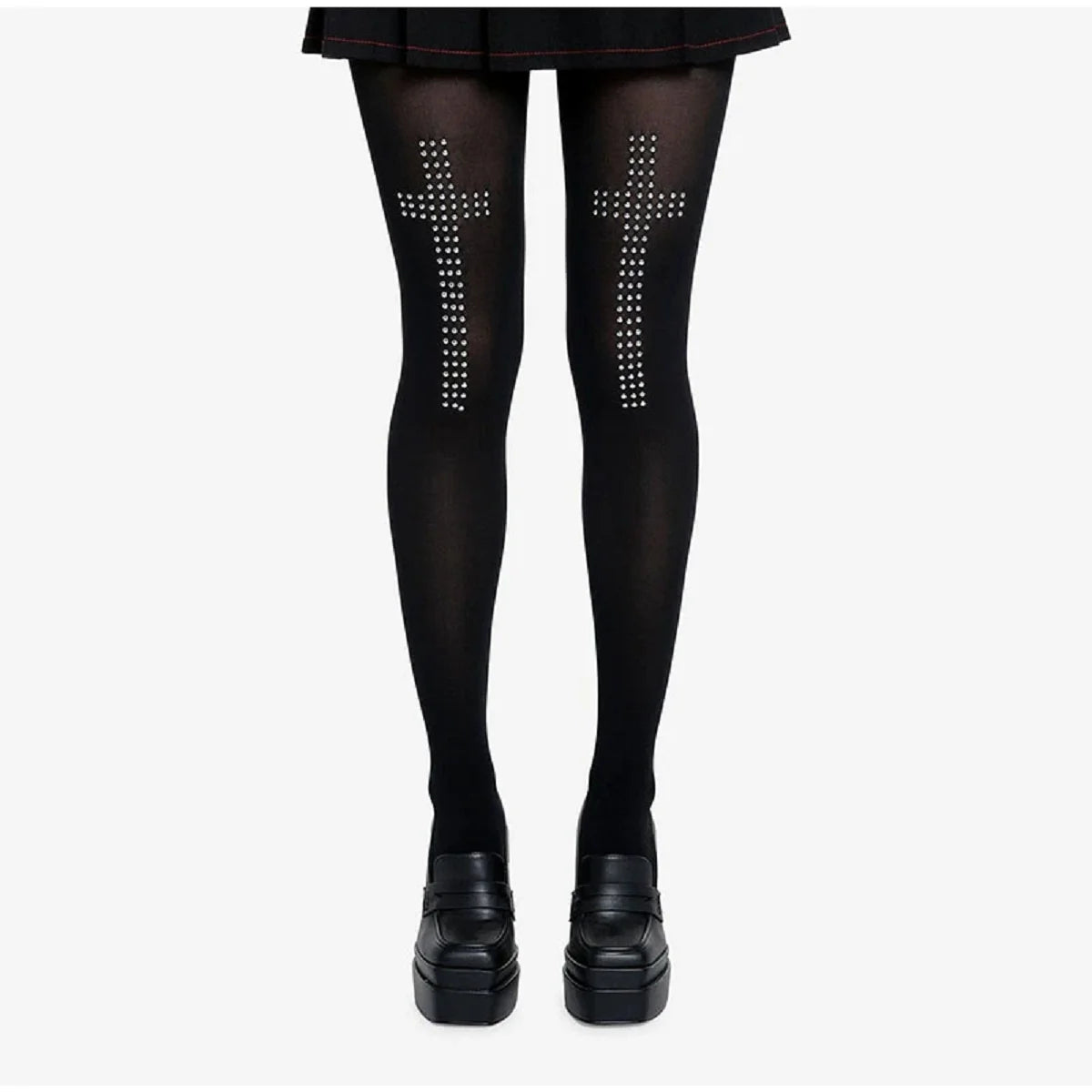 Retro Cross Print Stockings - Y2K Women's Stretch Hip-Hop Streetwear Socks for Casual & Cosplay Looks