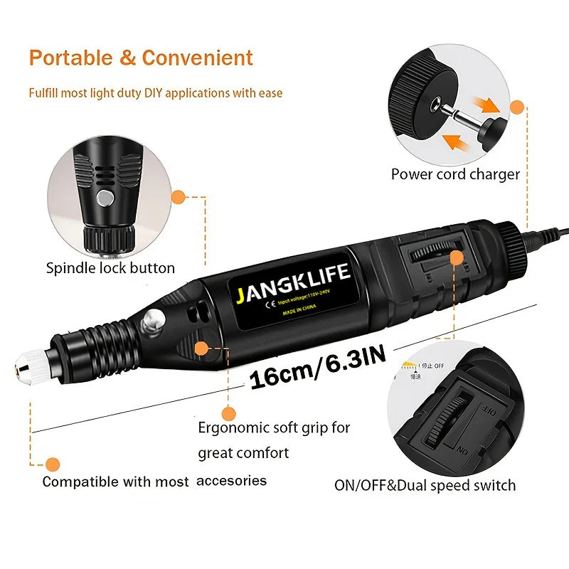 12V Mini Electric Carving Pen - Variable Speed Drill Rotary Tools Kit, Engraver Pen for Grinding and Polishing