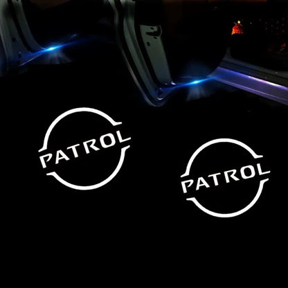 2PCS Car LED Door Projector Lights – Ghost Shadow Courtesy Lamp for Nissan Patrol Y62 2012–2021, Car Door Welcome Logo Accessories