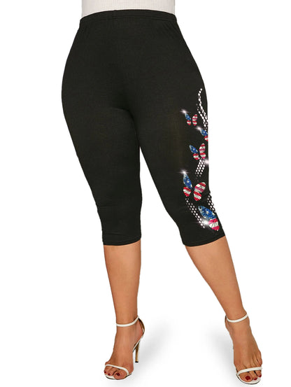 Plus Size Women High Waist Capri Leggings 5XL, Body Shaping Yoga Jeggings, 3D Printed Skinny Stretch Pencil Pants Casual Wear