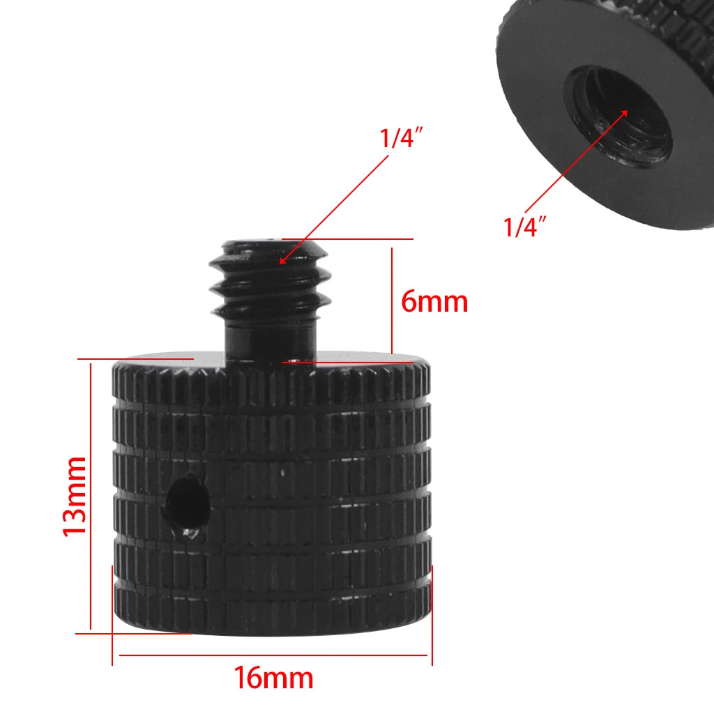 Reinforced Camera Screw Adapter - 1/4 to 3/8 Inch Male Female Thread Converter for Tripod Monopod Ball Head Light Bike Mount