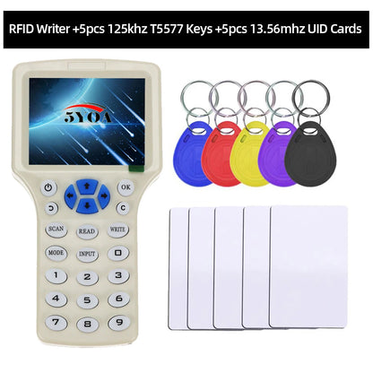 English 10-Frequency RFID Copier – USB NFC ID/IC Reader Writer, M1 13.56MHz Encrypted Duplicator & Programmer for UID Tag Key Cards