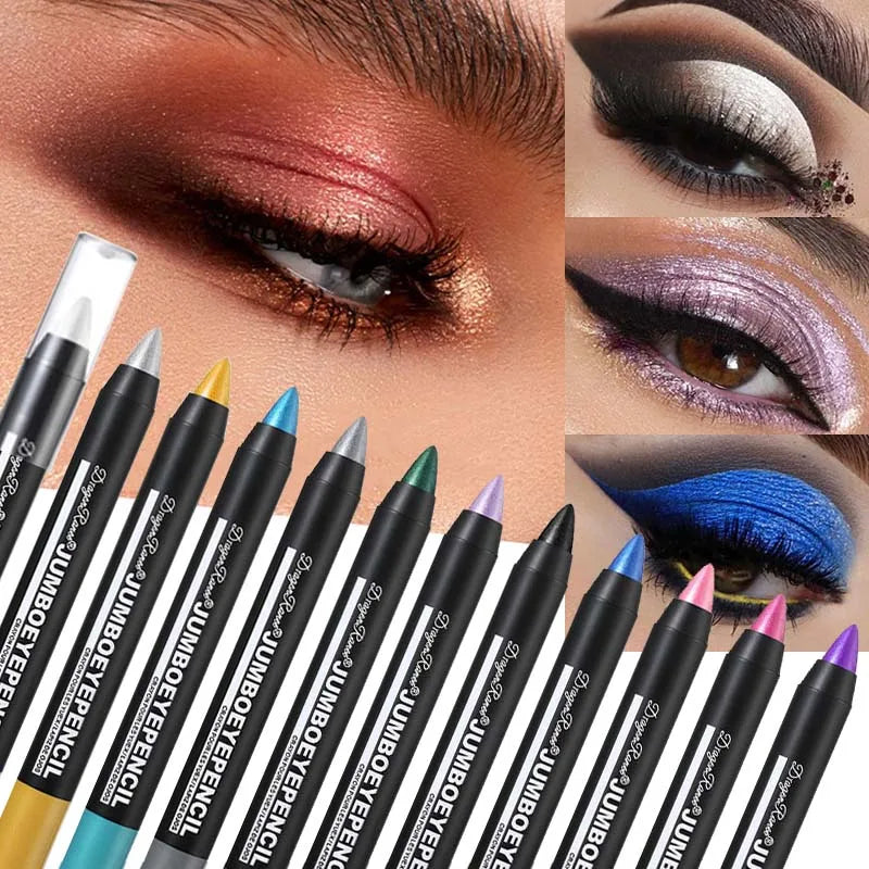 12-Color Waterproof Eyeshadow Pencil – Long-Lasting Pigment Blue Purple Black Eye Shadow Stick
