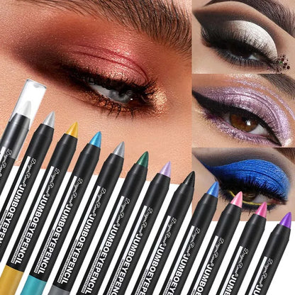 12-Color Waterproof Eyeshadow Pencil – Long-Lasting Pigment Blue Purple Black Eye Shadow Stick