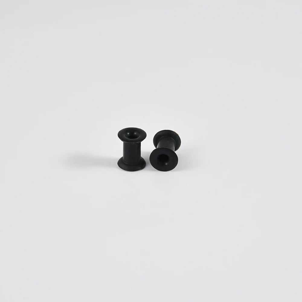 Pair of Supersize Black Silicone Double Flared Ear Tunnel Plugs — Flesh Gauge Expander Stretchers for Piercing