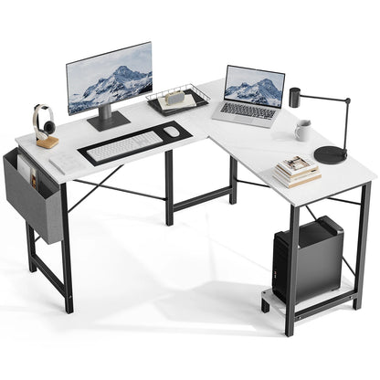 50-Inch Gaming Corner Desk – Wooden Office Writing Table with CPU Storage Shelf & Side Bag for Small Spaces