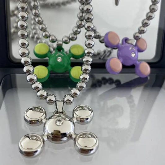 Quad Ball Pendant Necklace - Hip Hop Style Stainless Steel Jewelry for Men & Women, Fashion Personality Collection