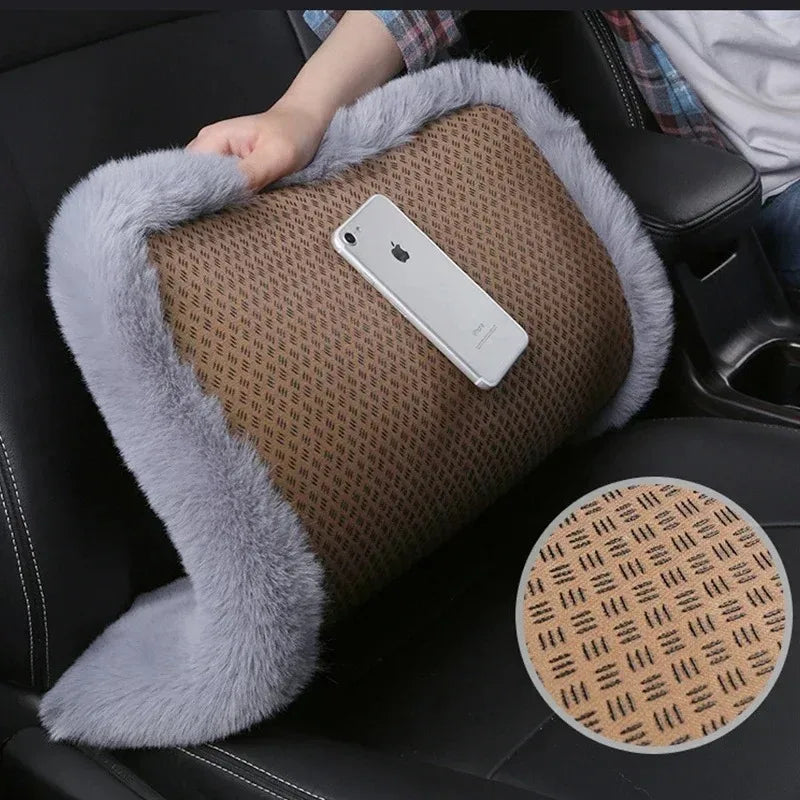 Plush Rabbit Fur Car Seat Cushion - Thick Warm Winter Driver & Passenger Seat Cover