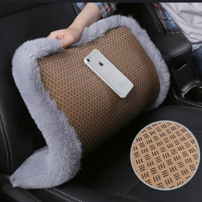 Plush Rabbit Fur Car Seat Cushion - Thick Warm Winter Driver & Passenger Seat Cover