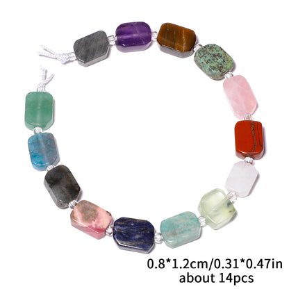 Natural Gemstone Rectangle Beads - 8x12mm Amethyst Citrine Lapis Lazuli Spacer Beads for DIY Jewelry Making & Bracelets