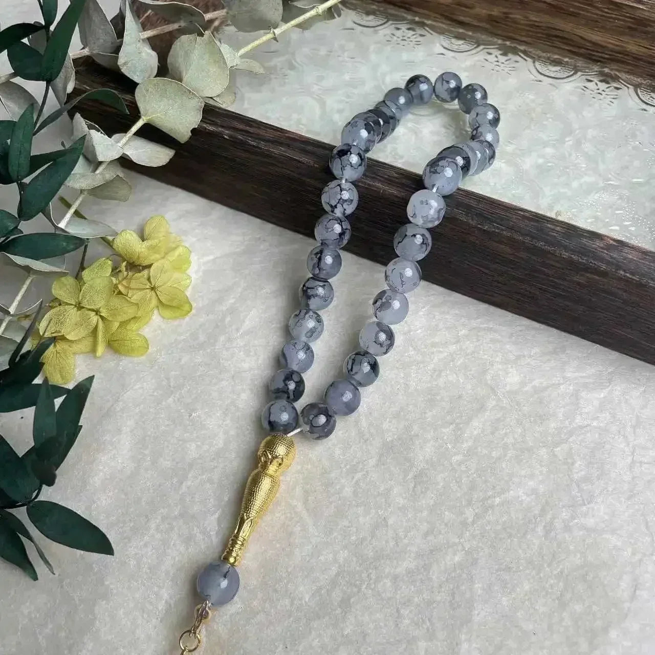 10mm 33pcs Glass Tassel Islamic Rosary Bracelet – Turkish Muslim Tasbih Prayer Beads Jewelry for Women Allah Mohammed Spiritual Gift