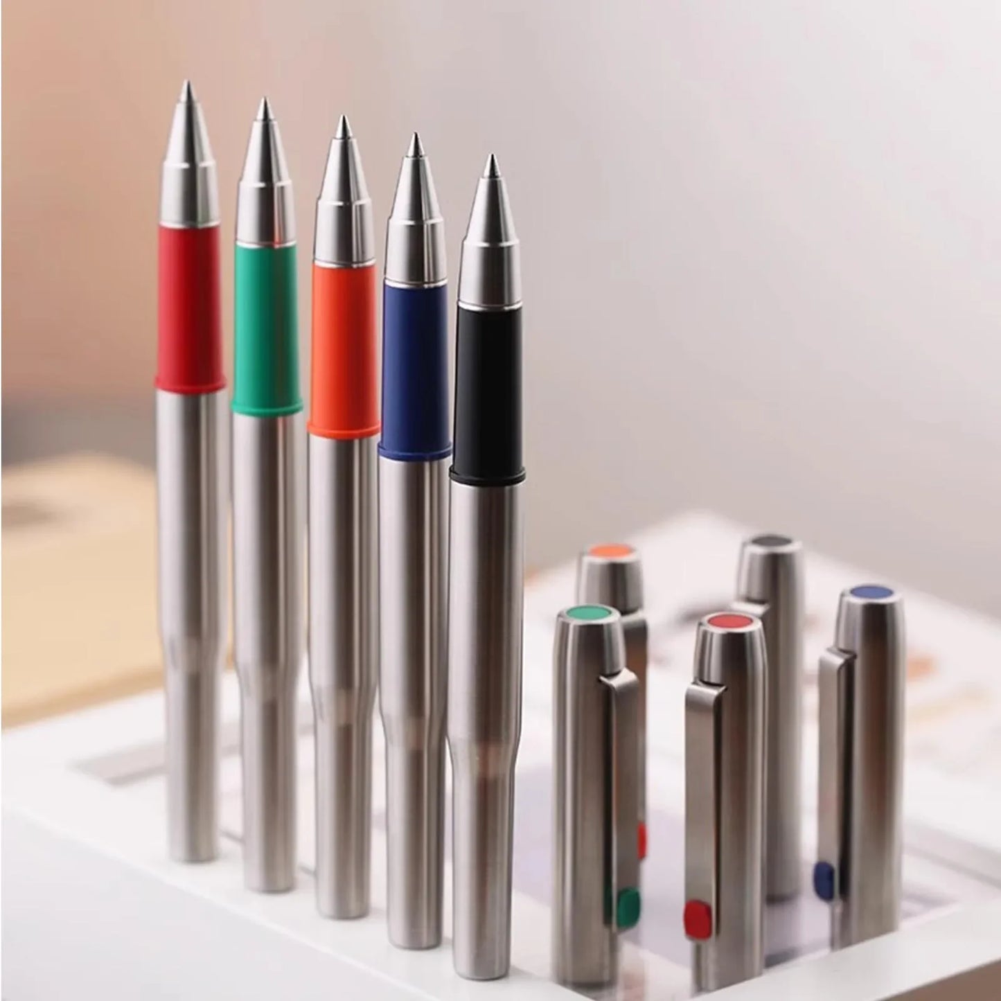 MAJOHN B25 Fountain Pen – Stainless Steel Imported F Nib with Ink Absorber, Dual-Purpose High-End Office Stationery