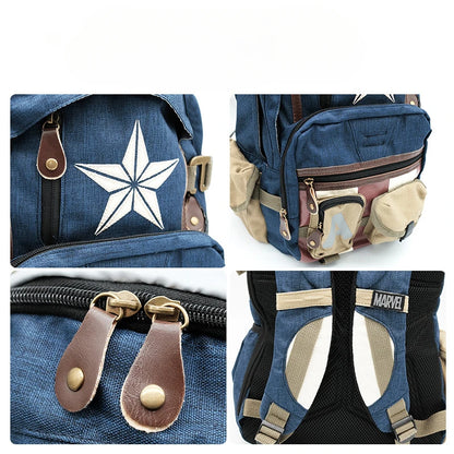 Marvel Avengers Deadpool & Captain America Backpack – High Capacity Anime Cartoon Travel & Leisure Bag