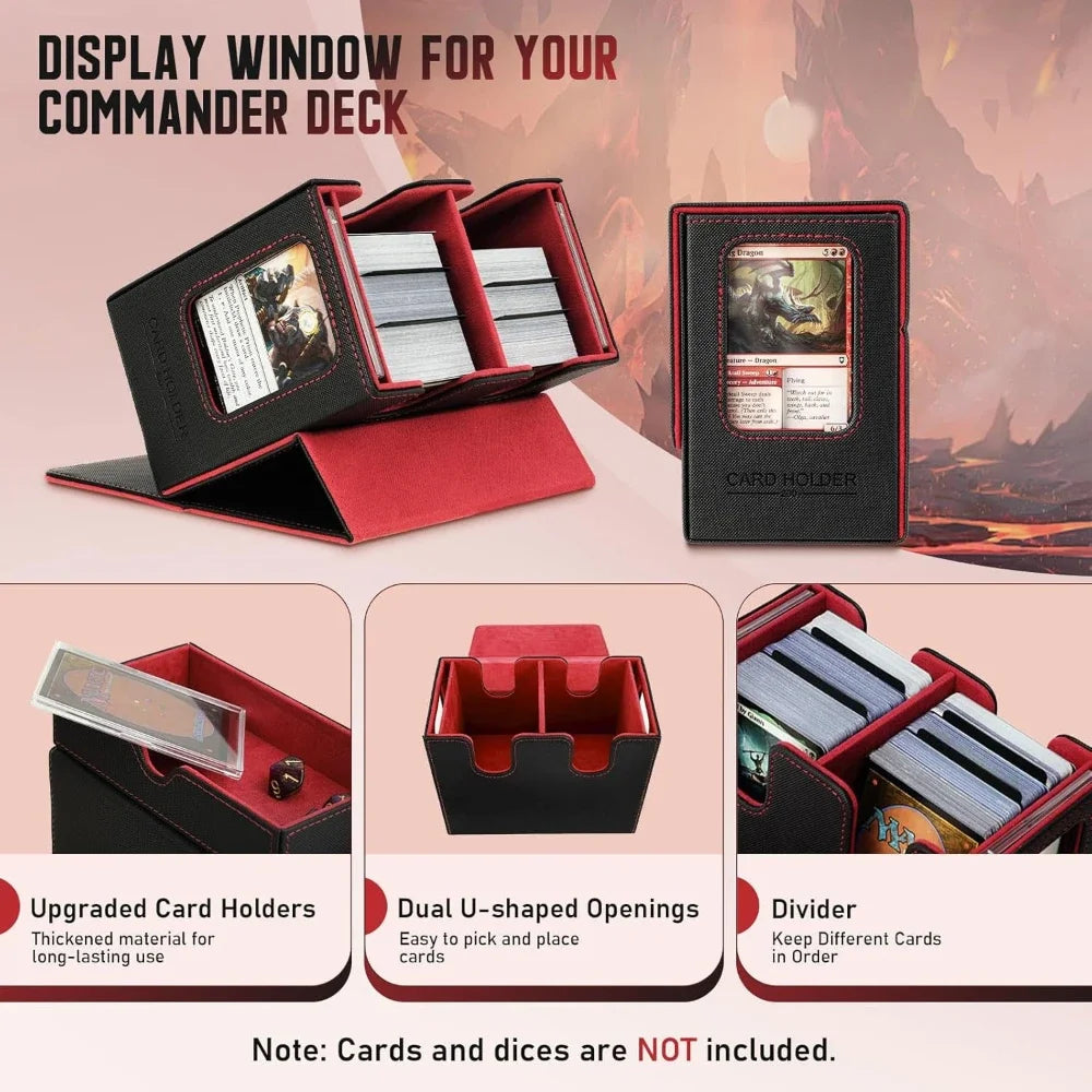 3-in-1 MTG Deck Box – Card Storage Case for 200+ Single-Sleeved TCG/CCG Cards with 4 Dividers & 2 Toploaders