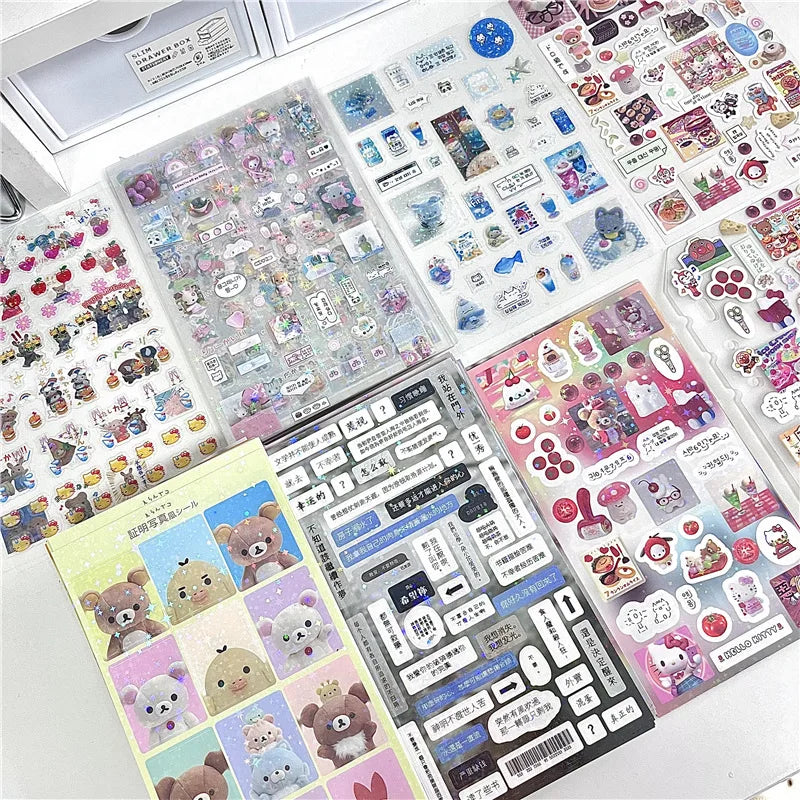 6pcs/10pcs Y2K Glitter Laser Stickers – Cute Random Phone, Camera, Luggage & Journal Stickers, Kawaii Decoration Gift