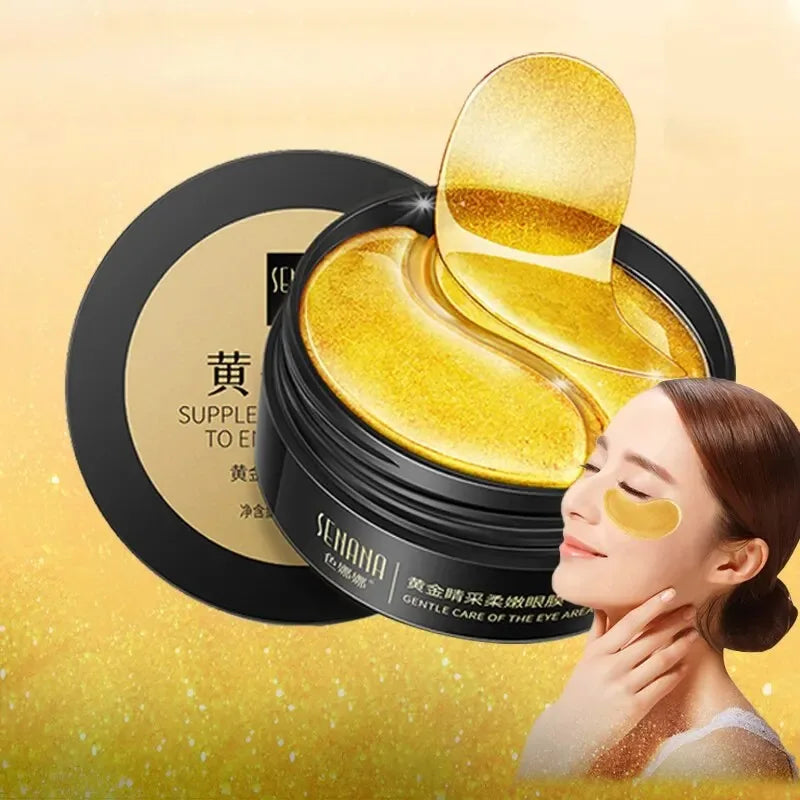 60pcs Golden Moisturizing Eye Masks - Collagen Crystal for Eye Fatigue Relief & Nourishment, Korean Skin Care