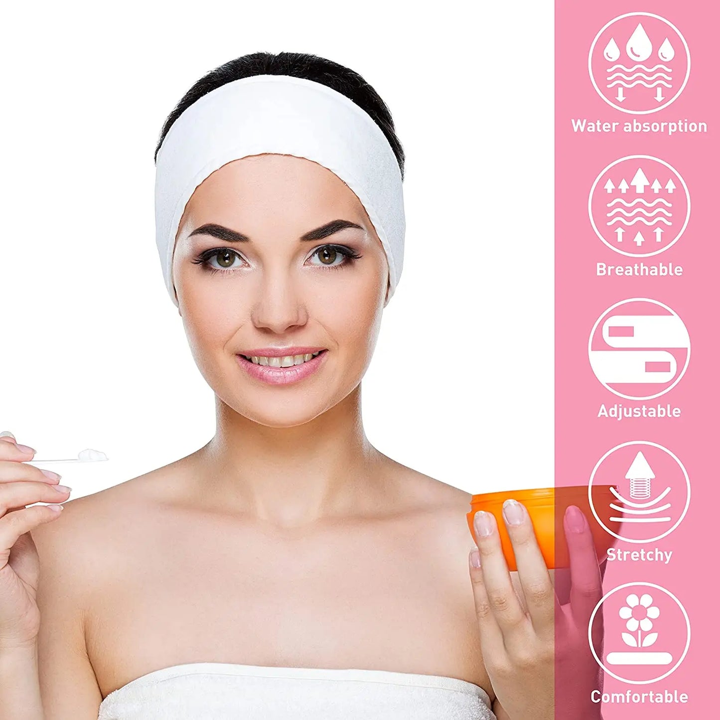 Adjustable Wide Headband for Women - Perfect for Yoga, Spa, Bath, Shower, Makeup, and Face Wash - Stylish Ladies' Cosmetic Accessory