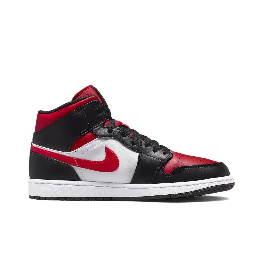 Nike Air Jordan 1 Mid – Original Retro Basketball Sneakers for Men | Classic Black & Red Colorway