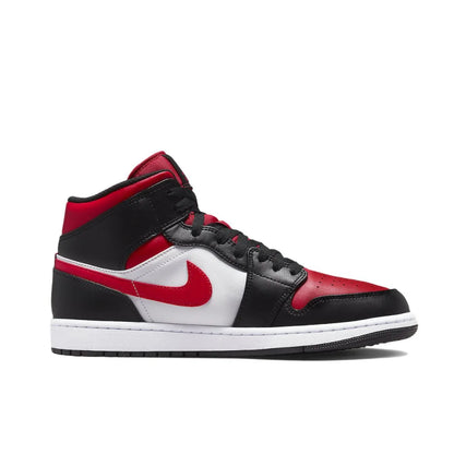 Nike Air Jordan 1 Mid – Original Retro Basketball Sneakers for Men | Classic Black & Red Colorway