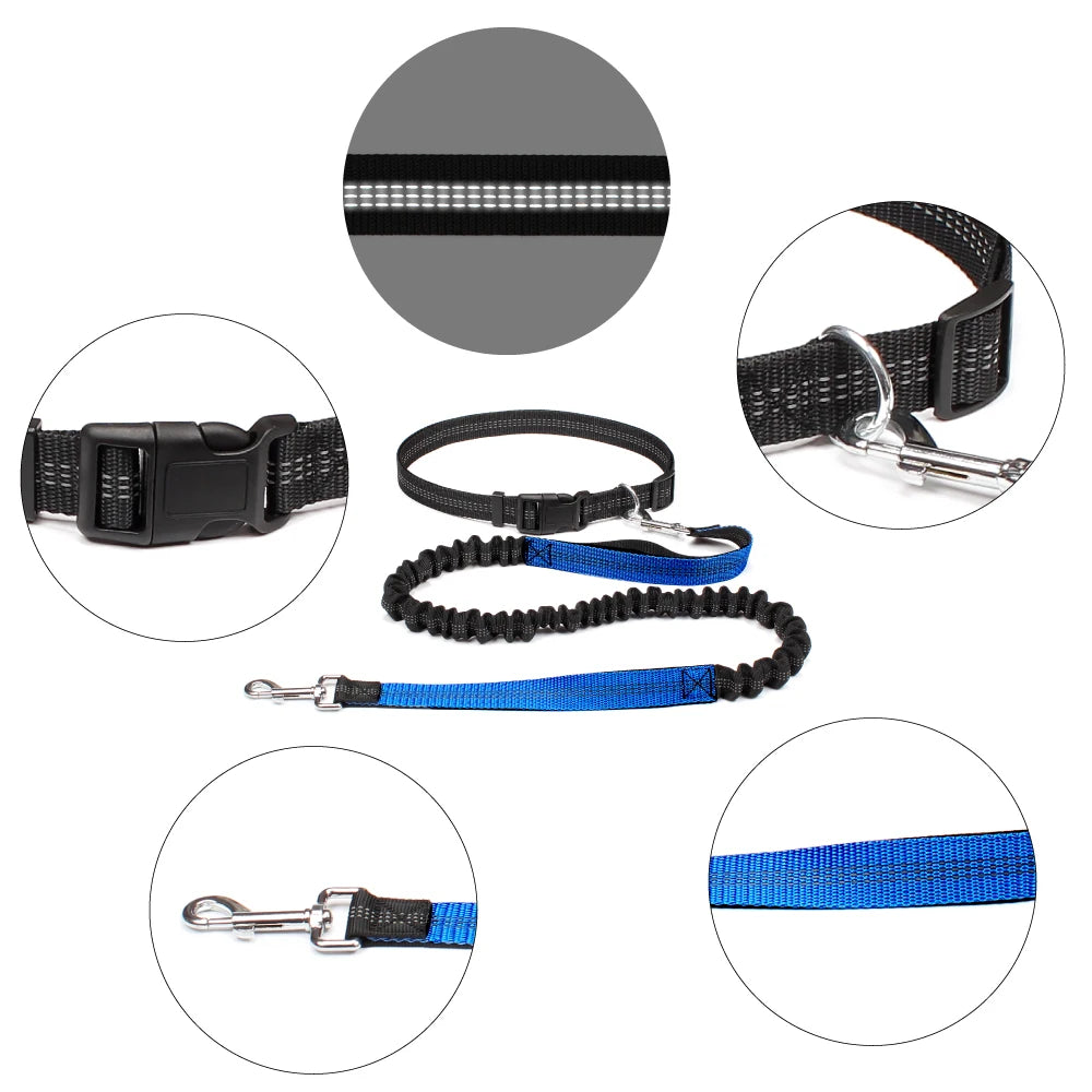 Hands-Free Dog Leash: Adjustable Waist Belt Chest Strap Traction Rope for Pet Walking, Running, Jogging - Dog Accessories