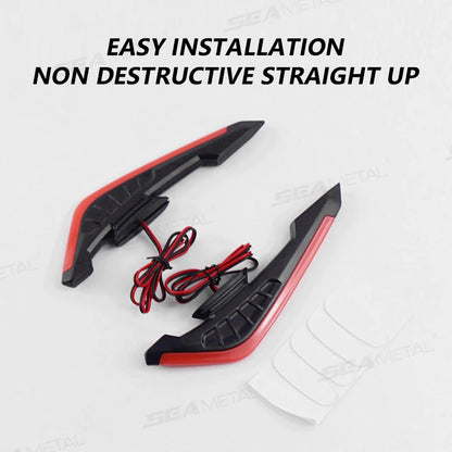 BLALION 2PCS Motorcycle Side Wing LED Lights — 12V Universal Aerodynamic Spoiler Lamps, Decoration & Modification Kit