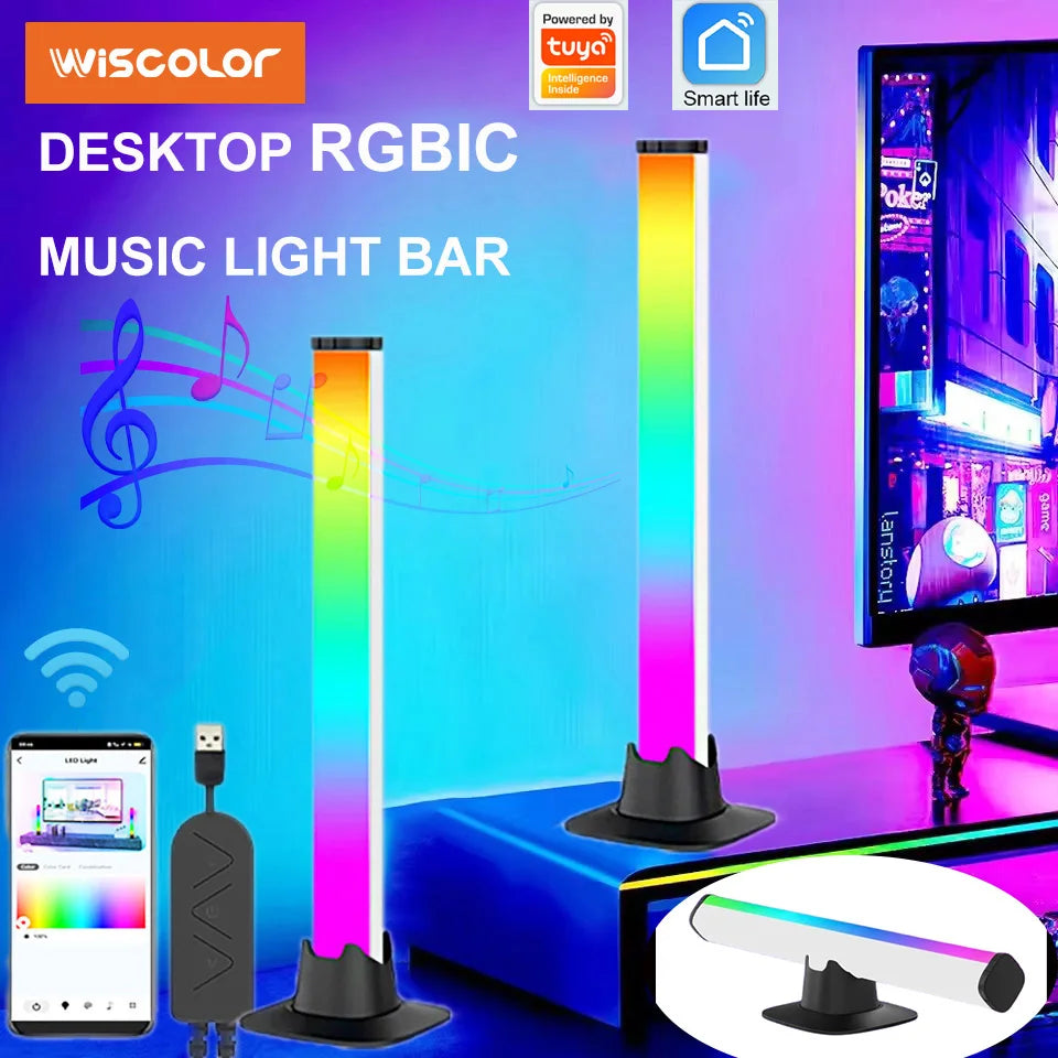 Music RGBIC Light Bar – APP-Controlled Desktop Strip with Rhythm Sync, USB Gaming & Bedroom TV Backlight Atmosphere Lamp