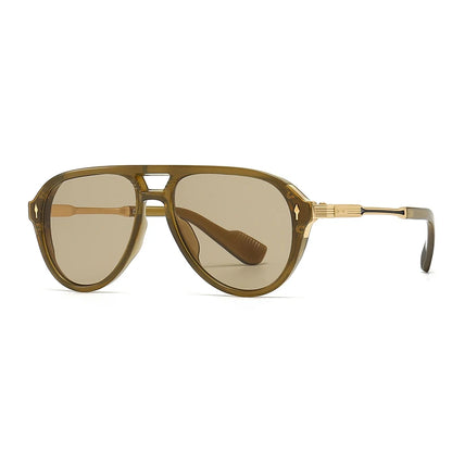 Men’s Aviator Sunglasses – Retro Double Bridge Square Frame, European & American Style, Wholesale
