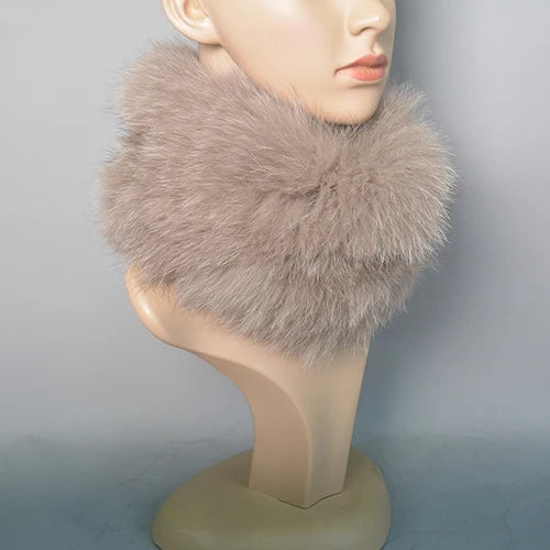 2025 Real Fox Fur Scarf and Headband – Luxury Winter Neck Warmer for Women, 100% Natural Fur, Elastic Ring Muffler