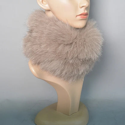 2025 Real Fox Fur Scarf and Headband – Luxury Winter Neck Warmer for Women, 100% Natural Fur, Elastic Ring Muffler