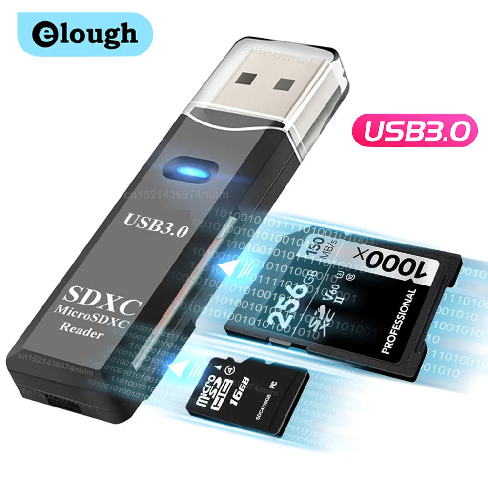 Elough 2 in 1 TF and SD Card Reader - USB 3.0 and USB 2.0 Memory Card Adapter Converter for PC and Laptop Accessories
