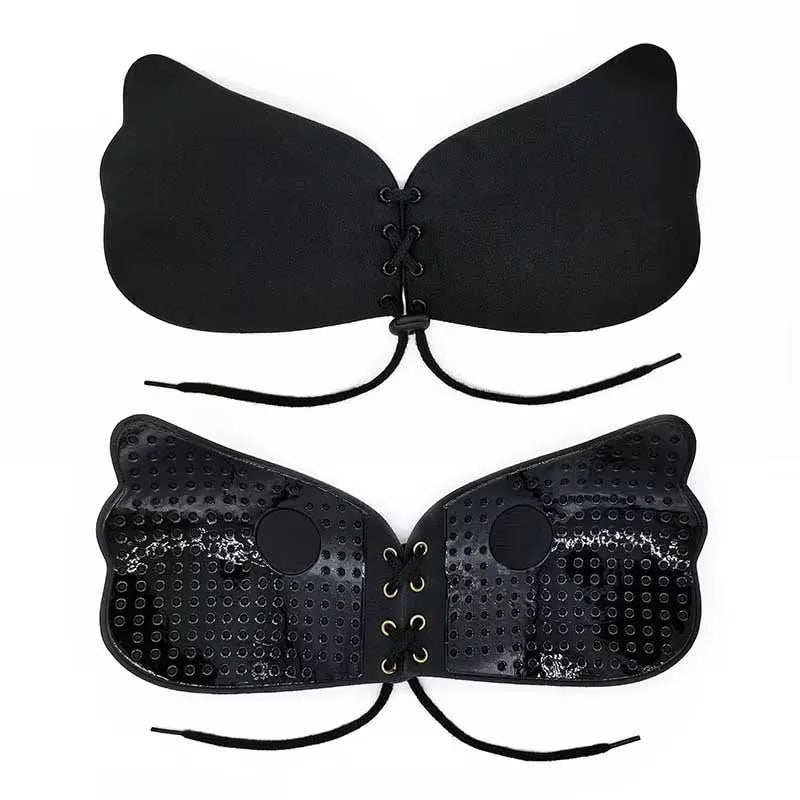 Invisible Pull Rope Bra with Anti-Protrusion Breast Patches – Backless Wedding Dress Underwear