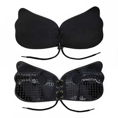 Invisible Pull Rope Bra with Anti-Protrusion Breast Patches – Backless Wedding Dress Underwear