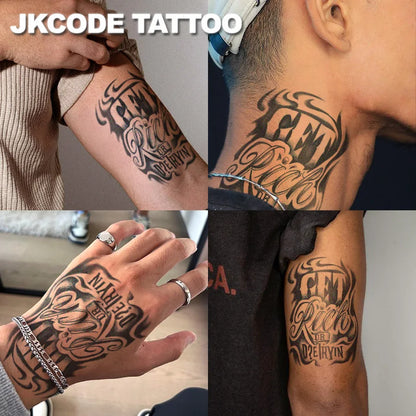 Semi-Permanent Temporary Tattoos - Waterproof Realistic Graffiti, Totem, Hip-Hop & Plant Design Body Art