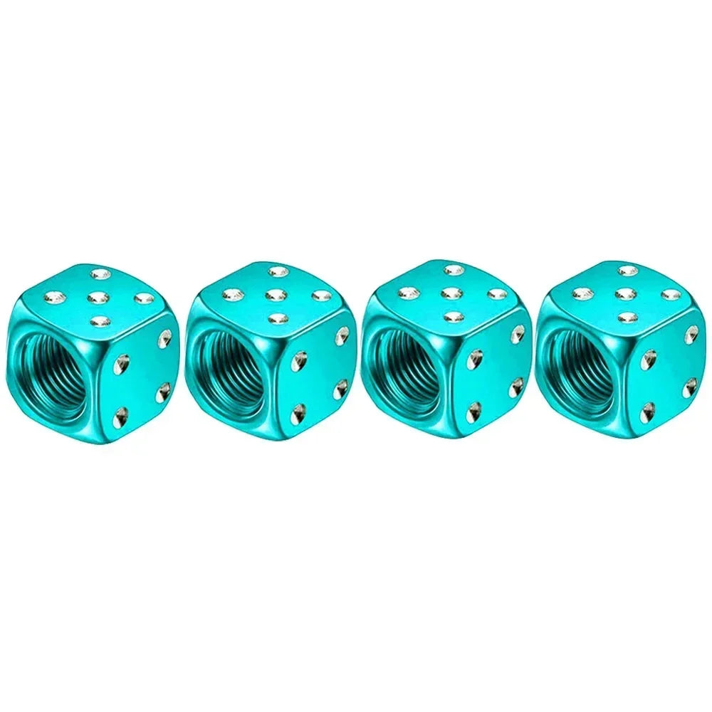 4 Pcs Crown Dice Car Wheel Tire Valve Caps - Universal Tyre Rim Stem Covers | Air Dust & Waterproof | Bling Accessories for Car & Motorcycle