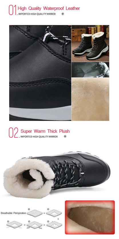 Women’s Snow Boots — Non-Slip Waterproof Fur-Lined Platform Ankle & Thigh-High Winter Boots with Wedges