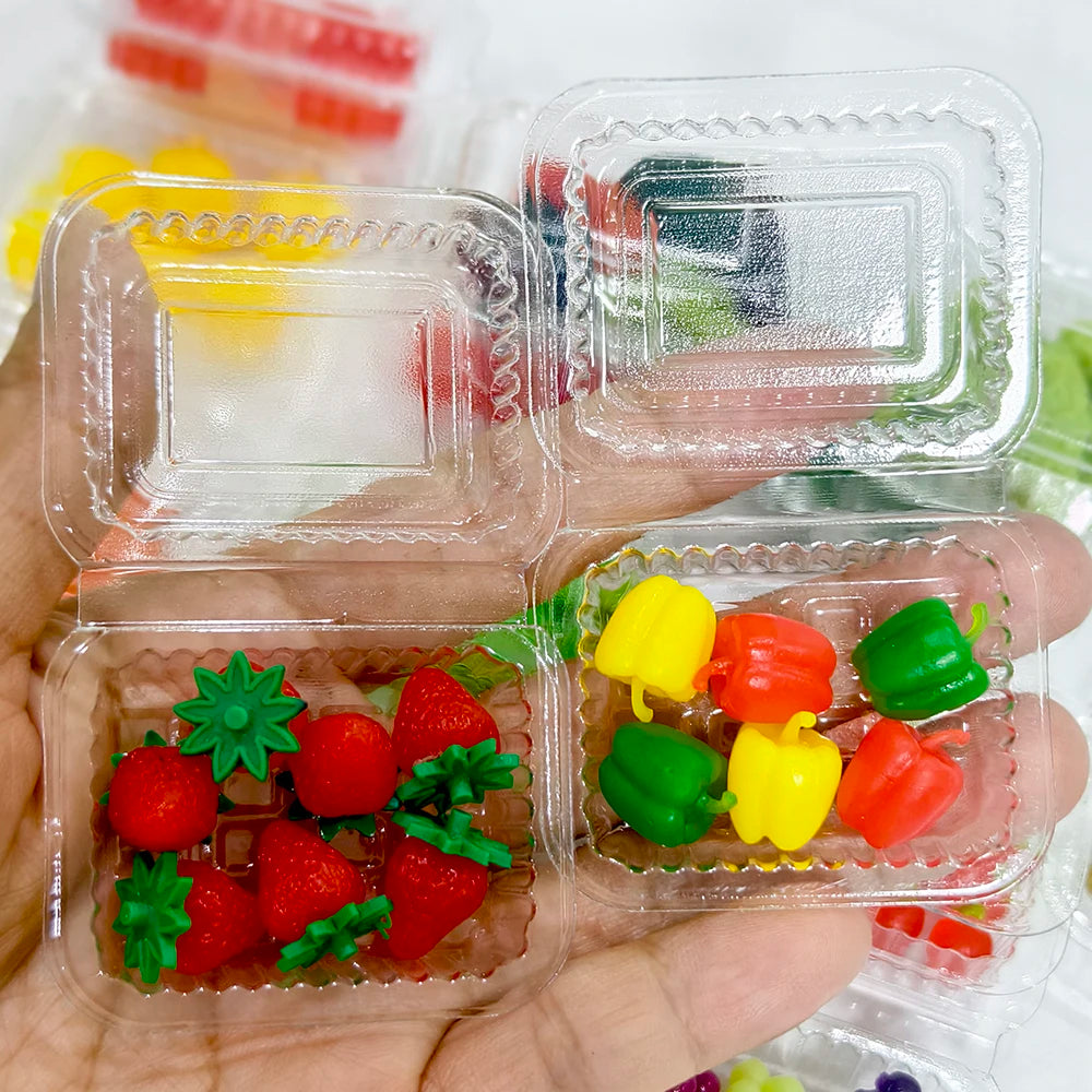 Miniature Dollhouse Food Set – Simulated Fruits & Vegetables for BJD & Blythe Dolls (Grape, Meat, Orange, Radish)