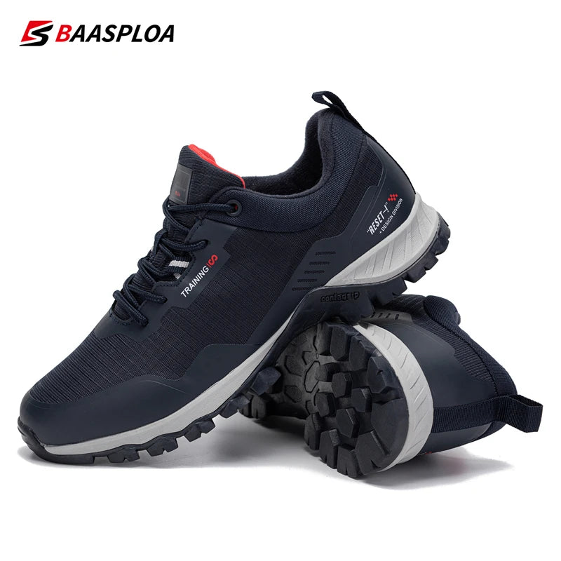 Baasploa Men's Waterproof Hiking Shoes – Anti-Skid, Wear-Resistant Outdoor Sneakers for Travel & Sports