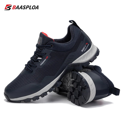 Baasploa Men's Waterproof Hiking Shoes – Anti-Skid, Wear-Resistant Outdoor Sneakers for Travel & Sports