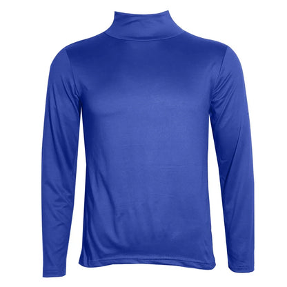 Fashion Men's Casual Slim Fit Turtleneck Pullover - High Collar Basic Tops for Autumn and Spring, Thin Bottoming Plain T-Shirt