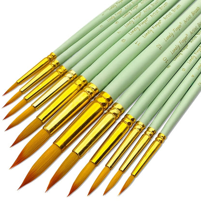 12-Piece Premium Artist Paint Brush Set – Durable Nylon Bristles for Acrylic, Watercolor, Oil & Body Painting