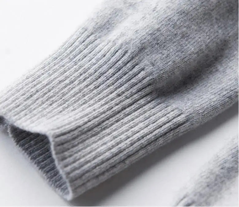 Men’s Classic V-Neck Pullover Sweater – 2024 Autumn Winter Cashmere-Cotton Blend Warm Jumper