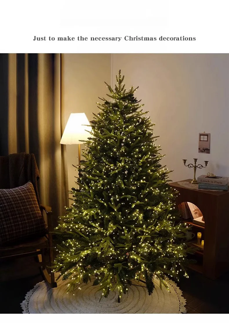 PE & PVC Mixed Christmas Tree with Lights — Large Decorative Holiday Tree for New Christmas Decor