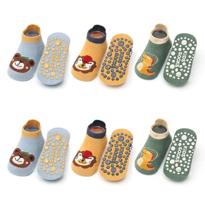 6-Pair Kids Cartoon Animal Socks - Cute Breathable Cotton Non-Slip Floor Socks for Babies & Toddlers